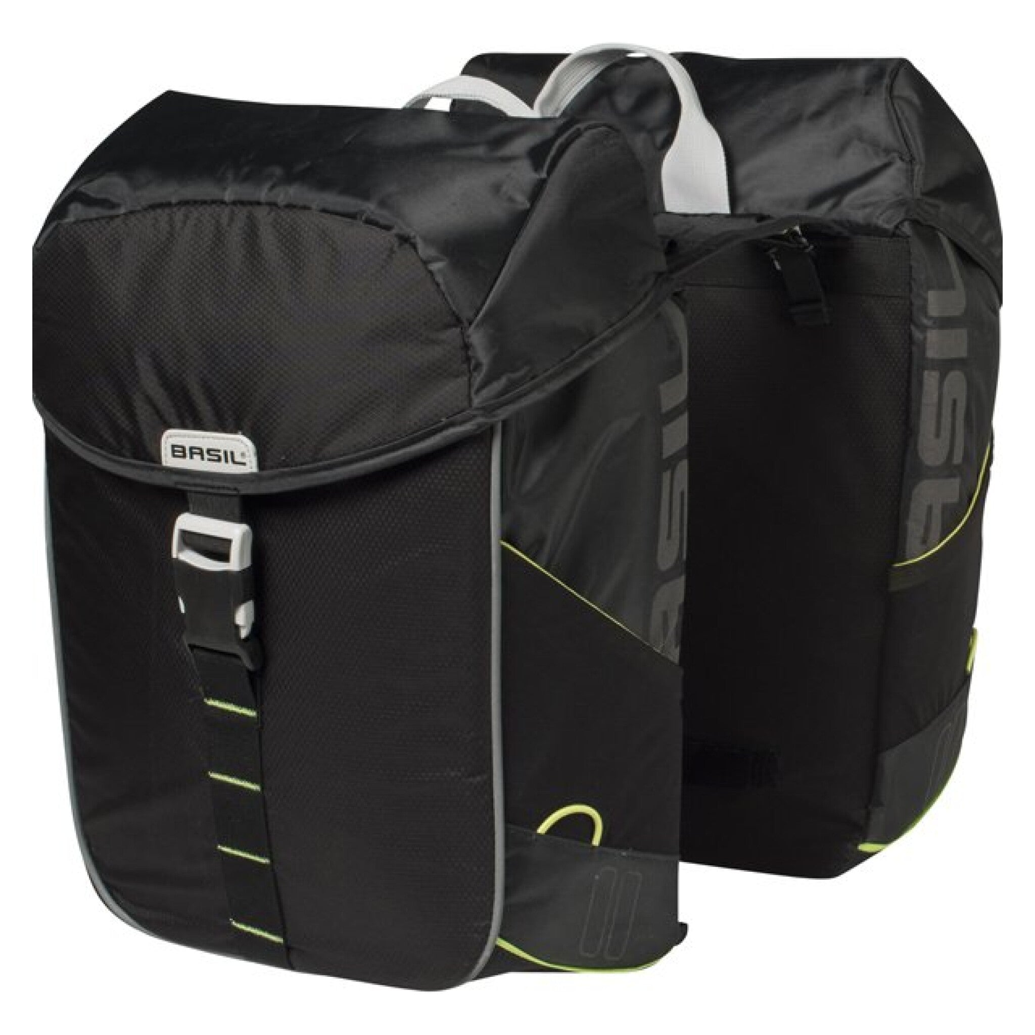 Basil fietstas dubbel Miles black lime 32L