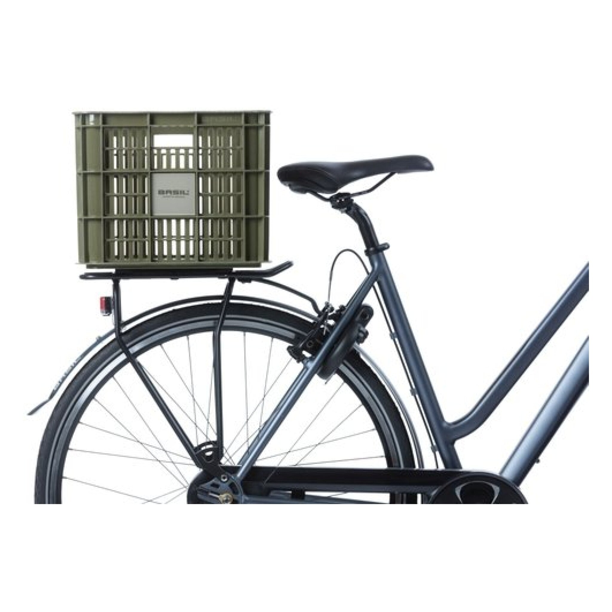 Basil fietskrat L moss green 40L recycled